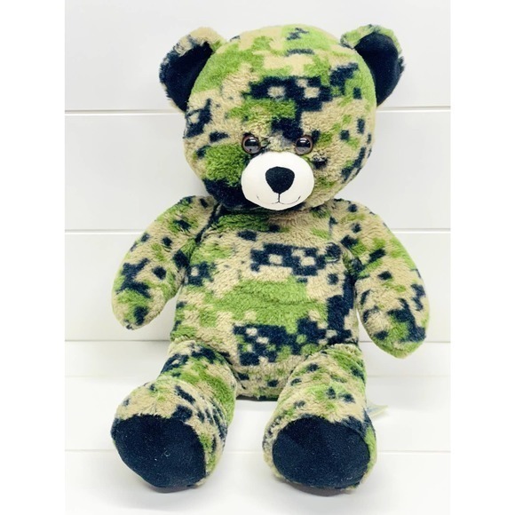 Build A Bear Black Green Brown Digital Camo Camoflauge Plush Teddy Bear 18" - Picture 3 of 6